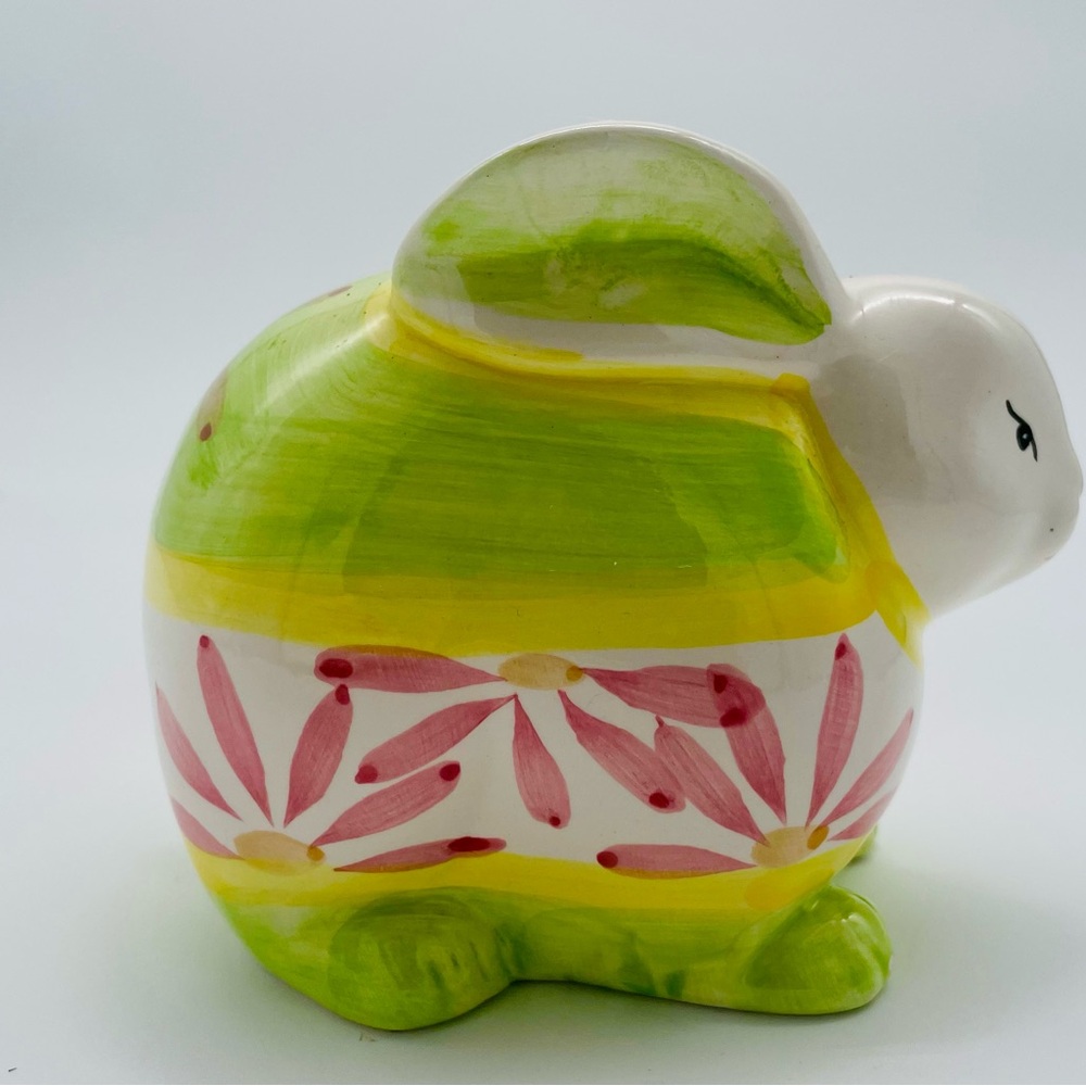 Bunny Rabbit Coin Bank- Green and Pink
